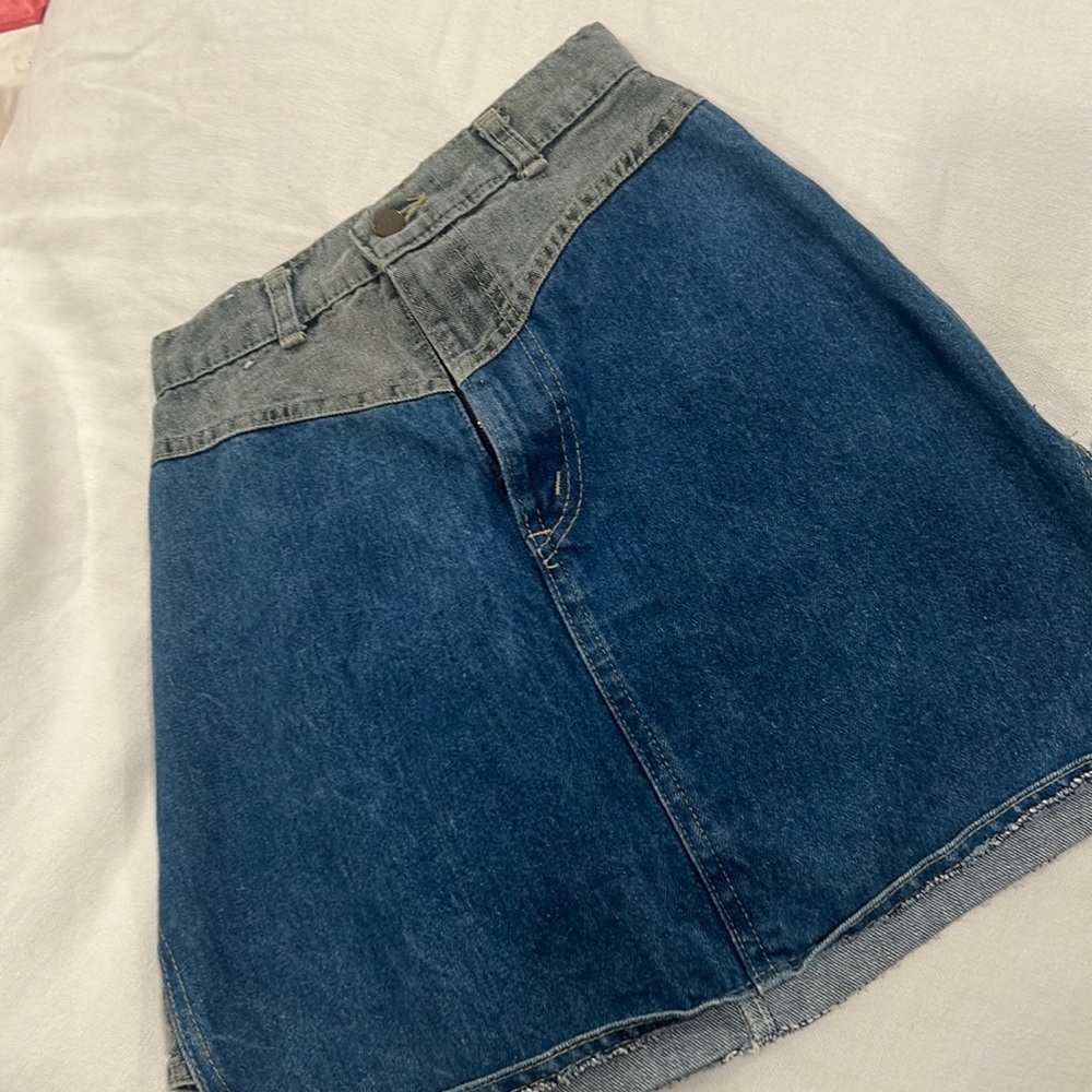 Sunset‎ Blues Two-toned Blue Denim Mini Skirt